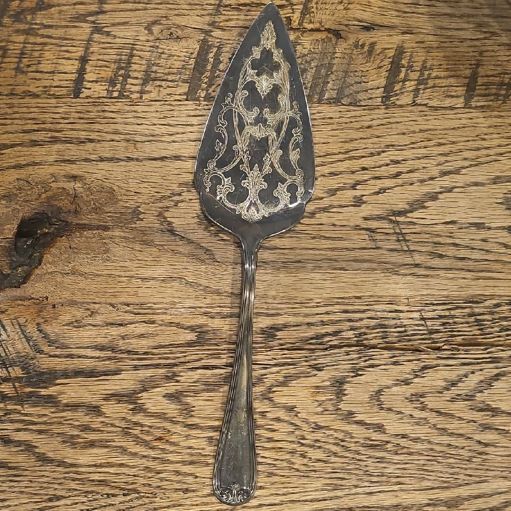 Elegant Silver Cake Server with Intricate Design